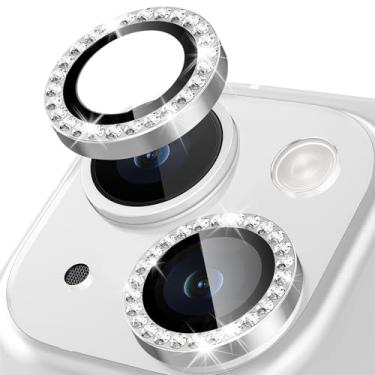 Imagem de Happtkey Protetor de lente de câmera para iPhone 15 Plus, película de proteção de lente de vidro temperado diamante 9H para decoração de celular, anel de metal de liga de alumínio individual