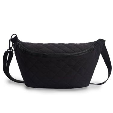 Imagem de Dulcet Project Bolsas transversais de nylon para mulheres, bolsa de ombro pequena acolchoada, bolsa leve para uso diário, viagens e trabalho, Preto, Small, Casual, moderno, chique, moderno, moderno