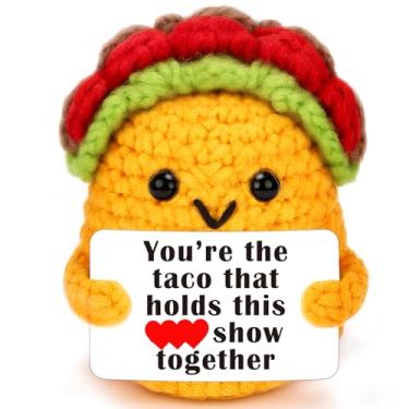 Imagem de Mini Emotional Cheer Up Support Gift for Women Men Work Stress Relief Bad Day Pick-Me-Up Farewell Goodbye Going Away Promotion Gifts for Coworkers Friends Handmade Crochet Taco Gift for Moms Dads