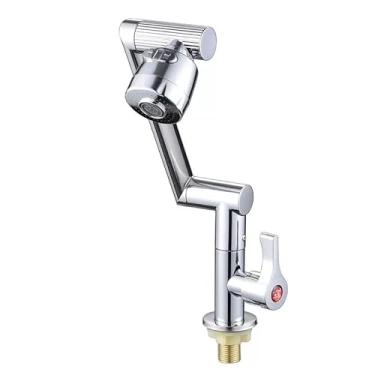 Imagem de Torneira Gourmet de Parede 360° em Aço Inox – Torneira Giratória para Cozinha e Banheiro com Duplo Jato(Torneira vertical-prata)