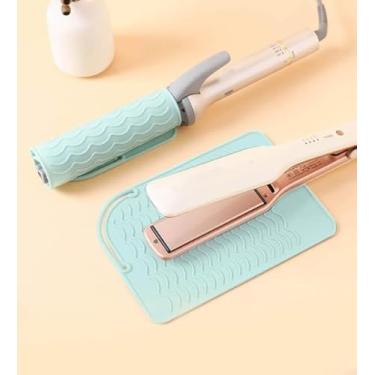 Imagem de 1 pacote com bolsa de silicone resistente ao calor para chapinha, modelador de cachos, alisador de cabelo, varinhas de cachos de cabelo, ferramentas de cabelo quente (verde)