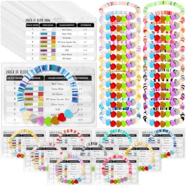 Imagem de Tondiamo 50 conjuntos de cartões de crachá de referência da ordem do sorteio de flebotomia com pulseira de contas, kit de prática de flebotomia, pulseira elástica para flebotomistas, presentes de