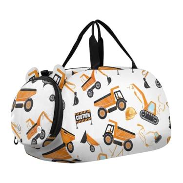 Imagem de Sacola de viagem com flores de primavera e flores roxas, bolsas de viagem noturna, para crianças, dança, bagagem de mão para meninos, Bulldozers para veículos de construção, Clássico