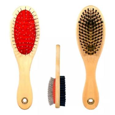 Imagem de Escova Dupla Para Cachorro Gato Pinus Sem Bolinha - BOM AMIGO, P