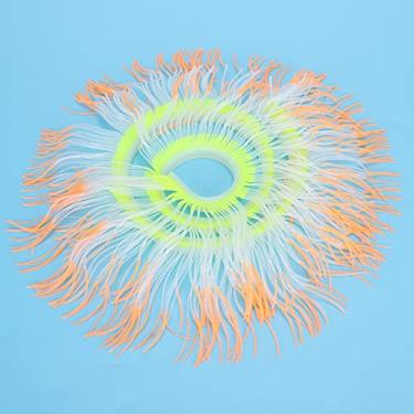 Imagem de aqxreight Decoração de de Anêmona Artificial de Silicone para Tema de Aquário e Peixe (Laranja)