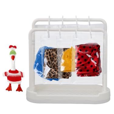 Imagem de Cabideiro para Roupa Bonecas com 20 Sacos, Desmontável Plástico Cabide Design de Ganso com 20 Ganchos Acessórios de Ganso Desktop para Bonecas 17,78cm