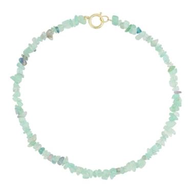 Imagem de KELITCH Colar de pedras coloridas moda feminina requintado colar de contas turquesa estilo boêmio joia à prova d'água joia irregular pedra natural presente, Pedra natural