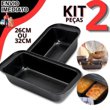 Imagem de Kit 2 Forma Assadeira Teflon 26cm Grande Pães Bolos Tortas Antiaderent