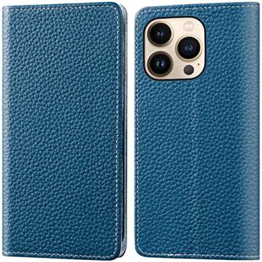 Imagem de EKESA para Apple iPhone 14 Pro Case Wallet 6,1 polegadas 2022, Stent Função Magnética Folio Flip Capa de Telefone de Couro com Suporte de Cartão (Cor: Azul)