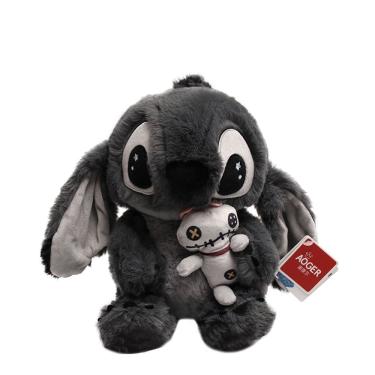 Imagem de Boneca de pelúcia Disney Stitch 22 cm preta e cinza para crianças e colecionadores