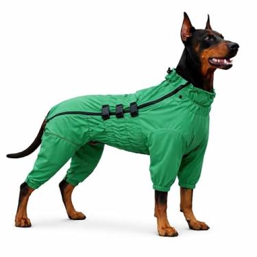 Imagem de Jaqueta impermeável para cães, leve, impermeável, refletiva, para cães, à prova de vento, à prova de neve, colete para cães pequenos, médios e grandes, verde, 2GG