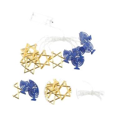 Imagem de Suporte de luzes de corda para decoração de festa de Hanukkah, sinal d