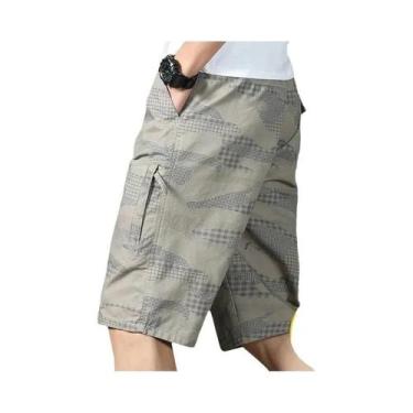 Imagem de Bermuda Casual Masculina De Algodão Até O Joelho Com Bolso Com Zíper S