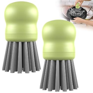 Imagem de Mini escova de pratos para limpar triturador de frango, escova de palma com aderência ergonômica, escova de cozinha para lavar pratos, panelas, pia (2, matcha)