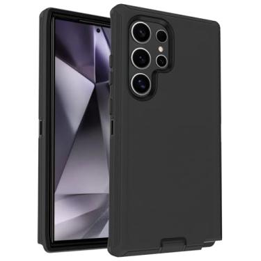 Imagem de Aliruke Capa para Samsung Galaxy S24-Ultra, com proteção de porta, cobertura de borracha de silicone de corpo inteiro, capa de telefone combo de 3 camadas à prova de queda para S24 Ultra 5G (2024