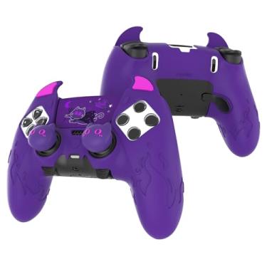 Imagem de PlayVital for PS5 Edge Controller Skin | Demon Purple Silicone Cover with Touchpad Sticker & Thumb Grip Caps | Cute Protecter Case Accessories