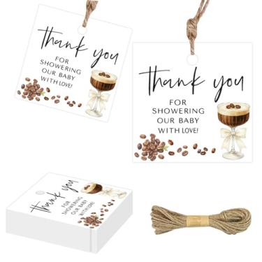 Imagem de Etiquetas de agradecimento Square Martini, lembrancinhas temáticas de martini, etiquetas de agradecimento por comemorar conosco, nossas etiquetas de lembrancinhas de chá de bebê com barbante para