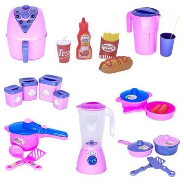 Imagem de Menina Brinquedo Cozinha Infantil Comidinhas Air Fryer 23pç - CLICKCOM