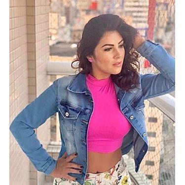 Imagem de Jaqueta Jeans Básica Feminina - TLT, GG, Liso, Azul