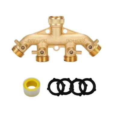 Imagem de Conector De Mangueira De Jardim Em Latão Tipo Y De 3/4 Polegadas Com 2