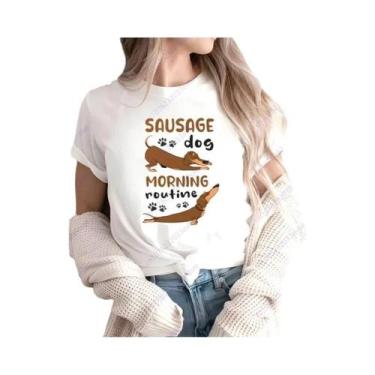 Imagem de Camiseta Feminina Engraçada com Dachshund - Manga Curta, Casual e Esti