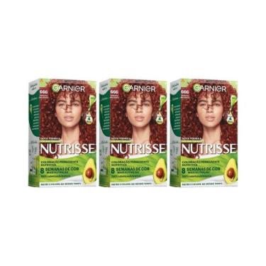 Imagem de Coloraçao Nutrisse 666 Louro Escuro Verm Muito Int-Kit C/3Un - Garnier