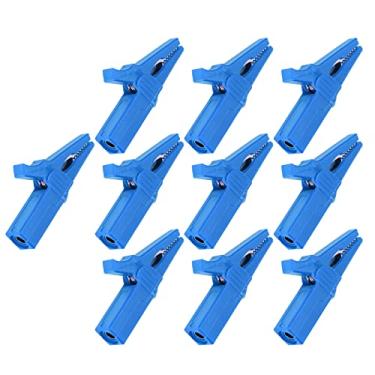 Imagem de Dioche 10 PCS Braçadeira de Segurança Bateria Latão Niquelado 4 Mm Banana Jack Clipes de Teste Grampos de Jumper Resistentes para Navios RVs Caminhões Equipamentos Eletrônicos (Azul)