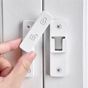 Imagem de Wocoe Trava de porta de celeiro de liga de zinco de 180 graus, trava de porta flip premium para armário, banheiro, cerca de jardim, janela de galpão (1, branco fosco)