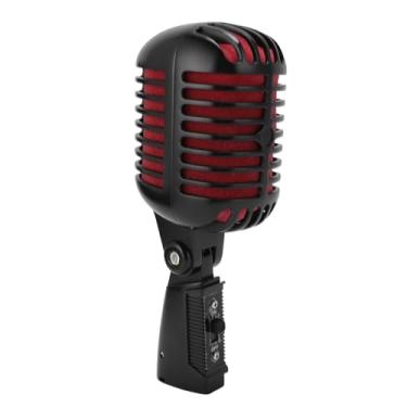 Imagem de Asixxsix Microfone Dinâmico, Microfone Vocal Profissional de Liga de Zinco Com Captador Cardióide Com Estrutura de Montagem Antichoque, Vocal retrô Dinâmico (Preto)