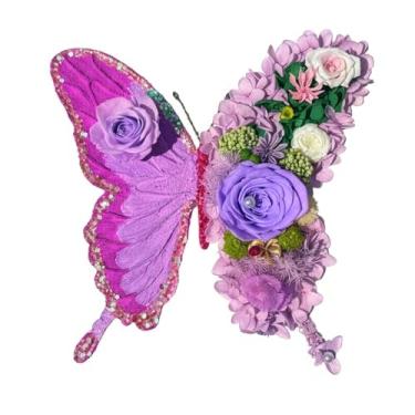 Imagem de TarnorLer Porta-retrato borboleta flor eterna mural decoração de mesa mãe presente de aniversário amigas irmãs presente quarto escritório estudo apartamento decoração casa