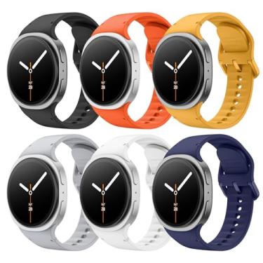 Imagem de MoKo Pacote com 6 pulseiras esportivas compatíveis com Samsung Galaxy Watch 8 de 40 mm e 44 mm/Galaxy Watch 8 Classic de 46 mm, pulseira de silicone macio sem lacunas para homens e mulheres, M/G