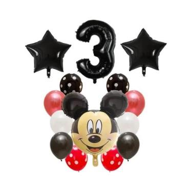Imagem de Balões Mickey E Minnie Mouse 14pcs Balões De Número De Látex E Folha P