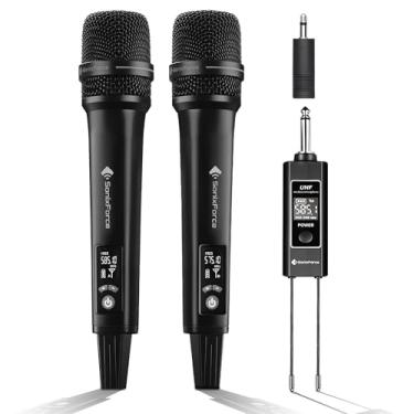 Imagem de SonixForce Microfones sem fio, microfone de karaokê profissional, sistema UHF de microfone duplo com alcance de 79 metros, microfone portátil todo em metal para cantar, falar, reuniões e eventos