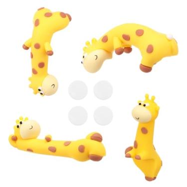 Imagem de KHZSPP 4 peças de decoração de monitor de computador, mini conjunto de estatuetas de girafa, decorações de mesa para decoração de carro e escritório em casa