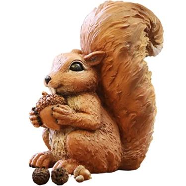 Imagem de Cofrinho mealheiro animal esquilo fofo cofre de dinheiro, ornamento de mesa de quarto de menino, estátua criativa de material de resina, cofre multiuso, presente de aniversário (cor: marrom, tamanho