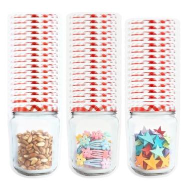 Imagem de Embalagem com 100 sacos de garrafa de vidro Reuasble com estampa personalizada para lanche Ziplock Saco hermético transparente para alimentos Saco selado de plástico (vermelho - pacote com 100, 15 x