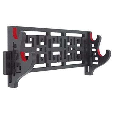Imagem de U5GAAALPPQ9 Acessórios de mesa Suporte de arma de 2 níveis Suporte de espada de parede Samurai Suporte de exibição de espada padrão oco para Katana Wakizashi Suporte de espada de veludo