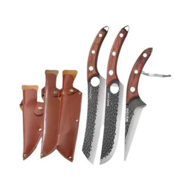 Imagem de Conjunto De 5 Facas De Cozinha Forjadas À Mão, Facas De Chef, Desossar