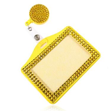 Imagem de Cordão de pescoço de cristal retrátil moderno, suporte de crachá de identificação brilhante, clipe de carretel portátil de strass para enfermeiras, professores, médicos, mulheres (porta-cartão