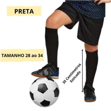 Imagem de Kit 02 Pares Meião De Futebol Preto Profissional Cano Alto Longo Infan