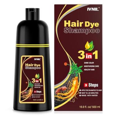 Imagem de Ivnil Shampoo de tintura de cabelo marrom cobertura de cabelo cinza Champu Con Tinte Para Canas tintura de cabelo erval 3 em 1 homens e mulheres, coloração instantânea em minutos (cor marrom)