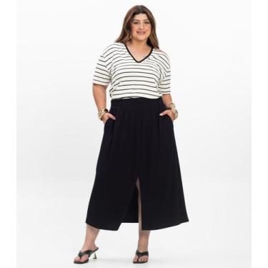 Imagem de Saia Super Midi Feminina Plus Size Secret Glam Preto, Plus G1, Preto
