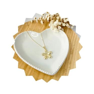 Imagem de ROHNES Colar Feminino Folheado a Ouro 18k, Orgânico Flor Escovado, Dourado, Aço Inoxidável