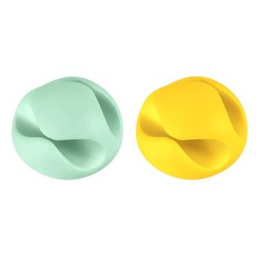Imagem de Clipes organizadores de cabos, 2 portas, suporte de cabo para mesa, clipes de gerenciamento de cabos USB para cabos de alimentação, carregadores de telefone, carro, casa e escritório, amarelo e verde