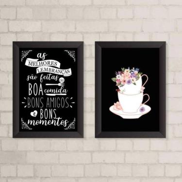 Imagem de Quadros Café Cozinha Bons Momentos 33x24cm - Moldura Preta