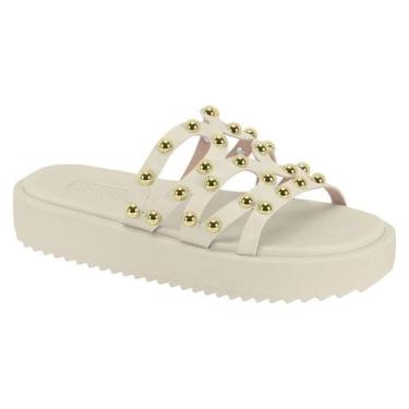 Imagem de Chinelo Papete Feminino Moleca Tratorada Com Tachas 5489121, Branco of