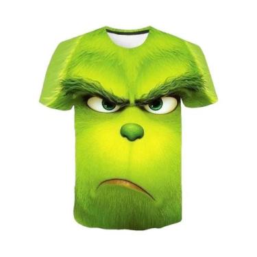 Imagem de Camiseta Masculina Verde De Manga Curta Com Estampa 3D Do Grinch Monst
