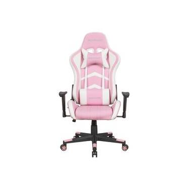Imagem de Cadeira Gamer MaxRacer Aggressive Rosa e Branca