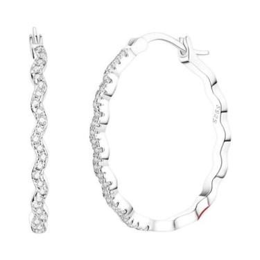 Imagem de Brincos De Argola Grandes Em Prata Esterlina 925 Com Zircônia Para Mul