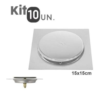 Imagem de Ralo Click Inteligente Aço Inox Pop Up 15x15 Banheiro 10 Un.  - AB MID